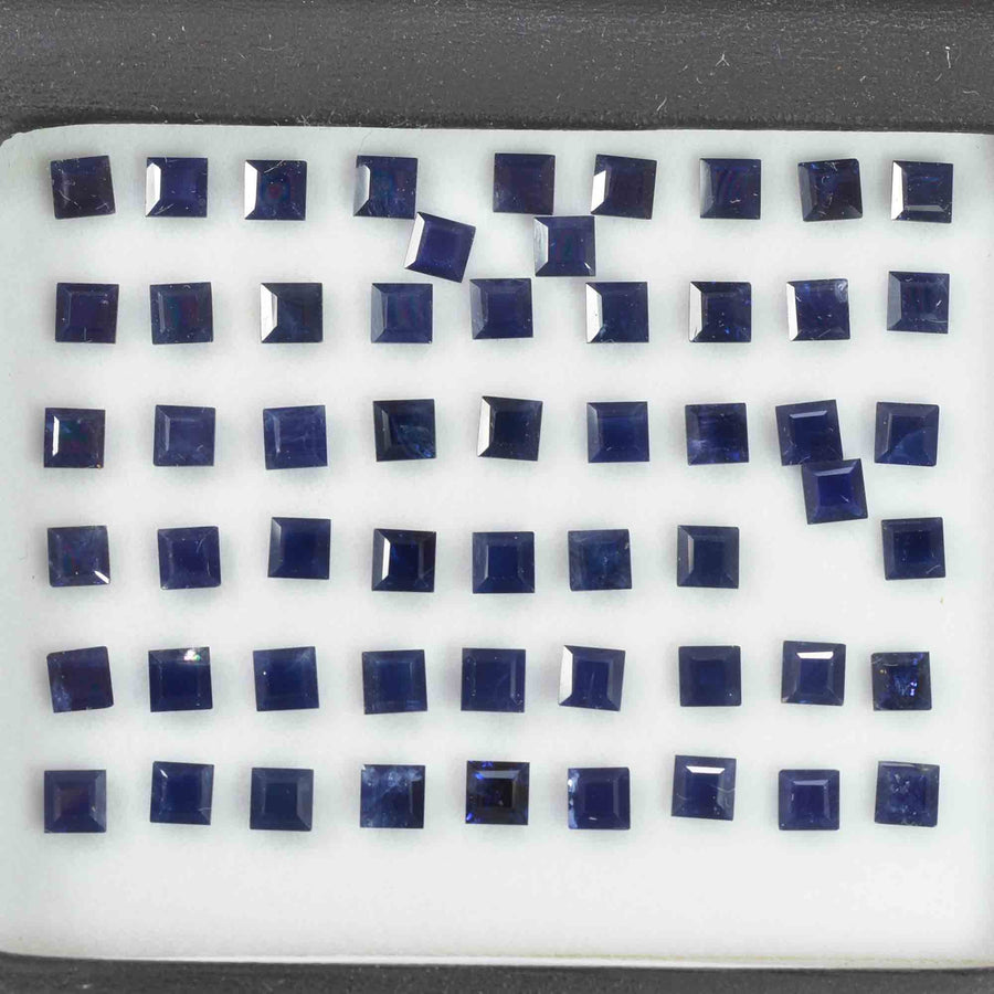 3.8-4.1 mm Natural Calibrated Blue Sapphire Loose Gemstone Square Cut