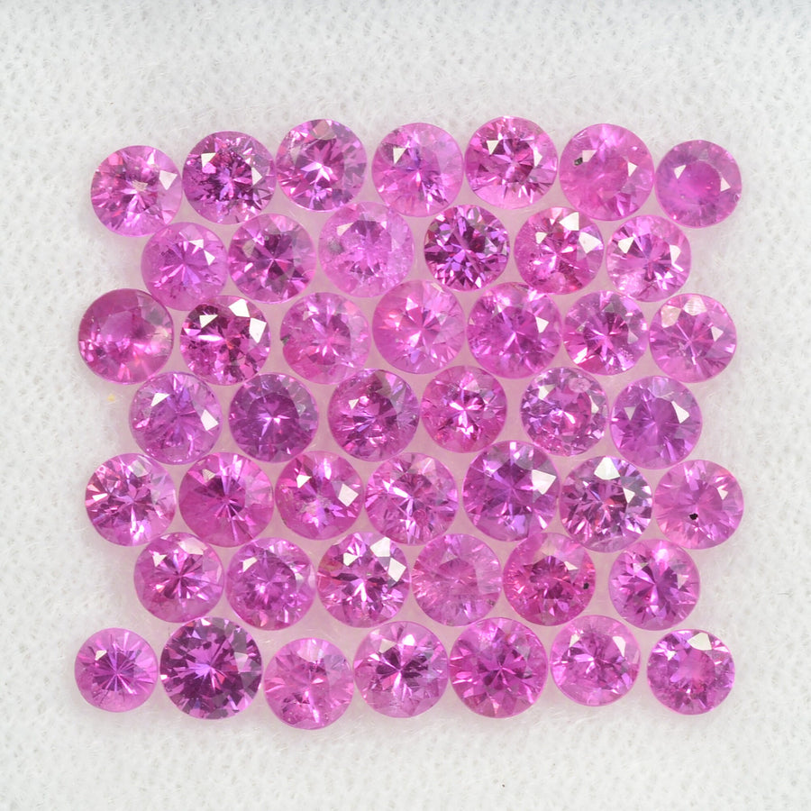 2.6-3.9 mm Natural Pink Sapphire Loose Gemstone Round Diamond Cut Vs Quality