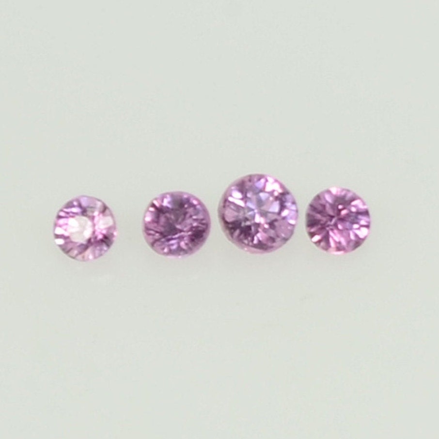 0.8-1.8 mm Natural Pink Sapphire Loose Gemstone Round Diamond Cut Cleanish Quality Color