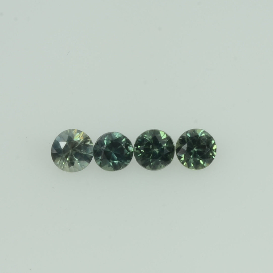 2.0-3.5 mm Natural Teal Green Sapphire Loose Gemstone Round Diamond Cut Vs Quality Color