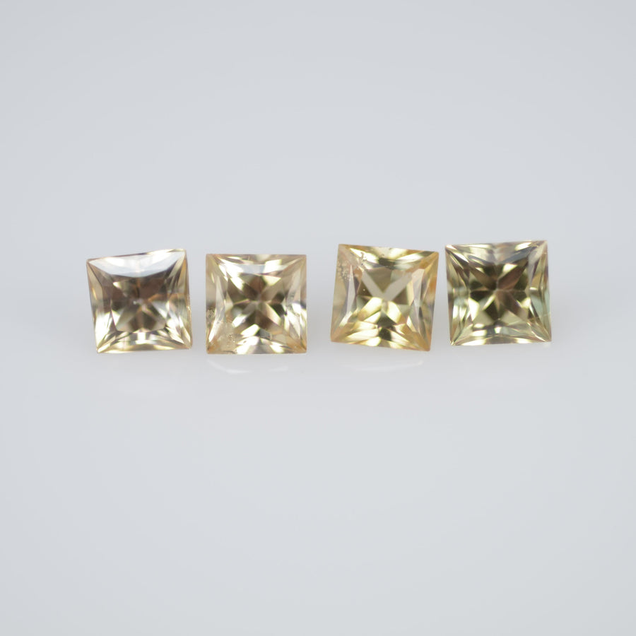 3.2-4.1 mm Natural Calibrated Yellow Sapphire Loose Gemstone Princess Cut